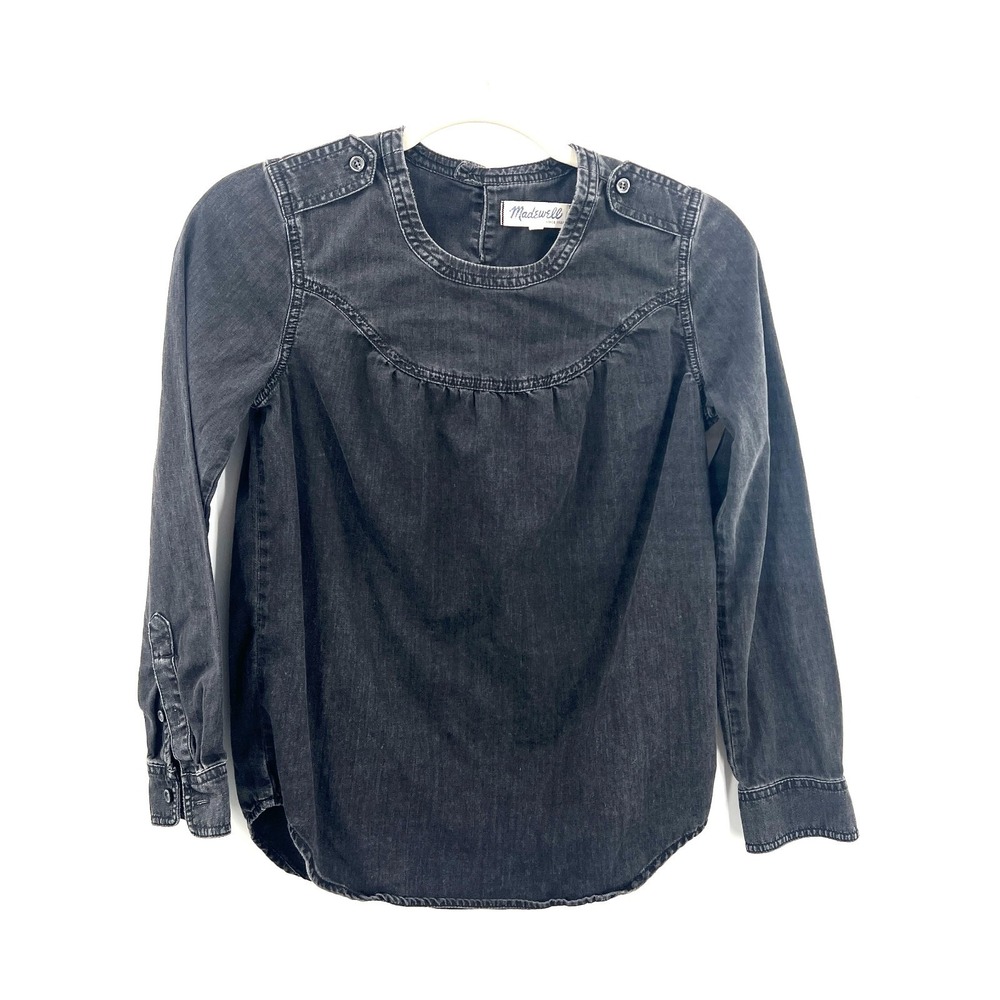 Madewell black denim long sleeve‎ classic modern boho casual top pirate XXS